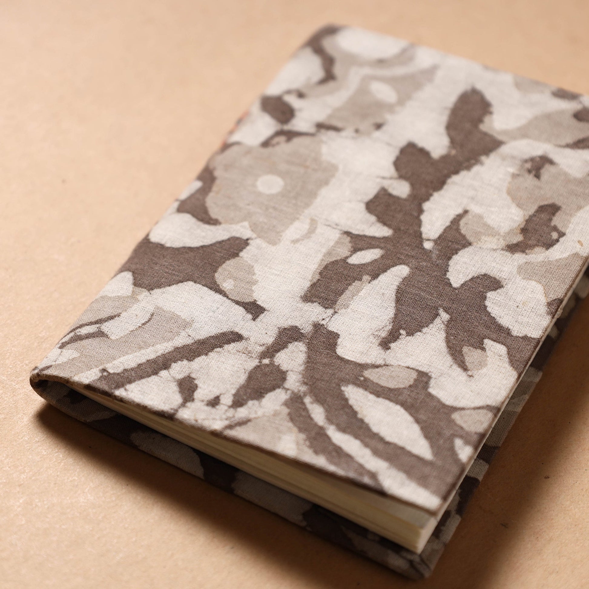 Brown - Bagru Fabric Cover Handmade Paper Notebook (5 x 3.5 in)