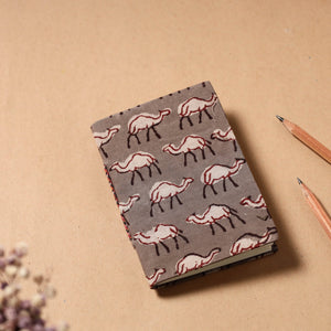 Brown - Bindaas Fabric Cover Handmade Paper Notebook (5 x 3.5 in)