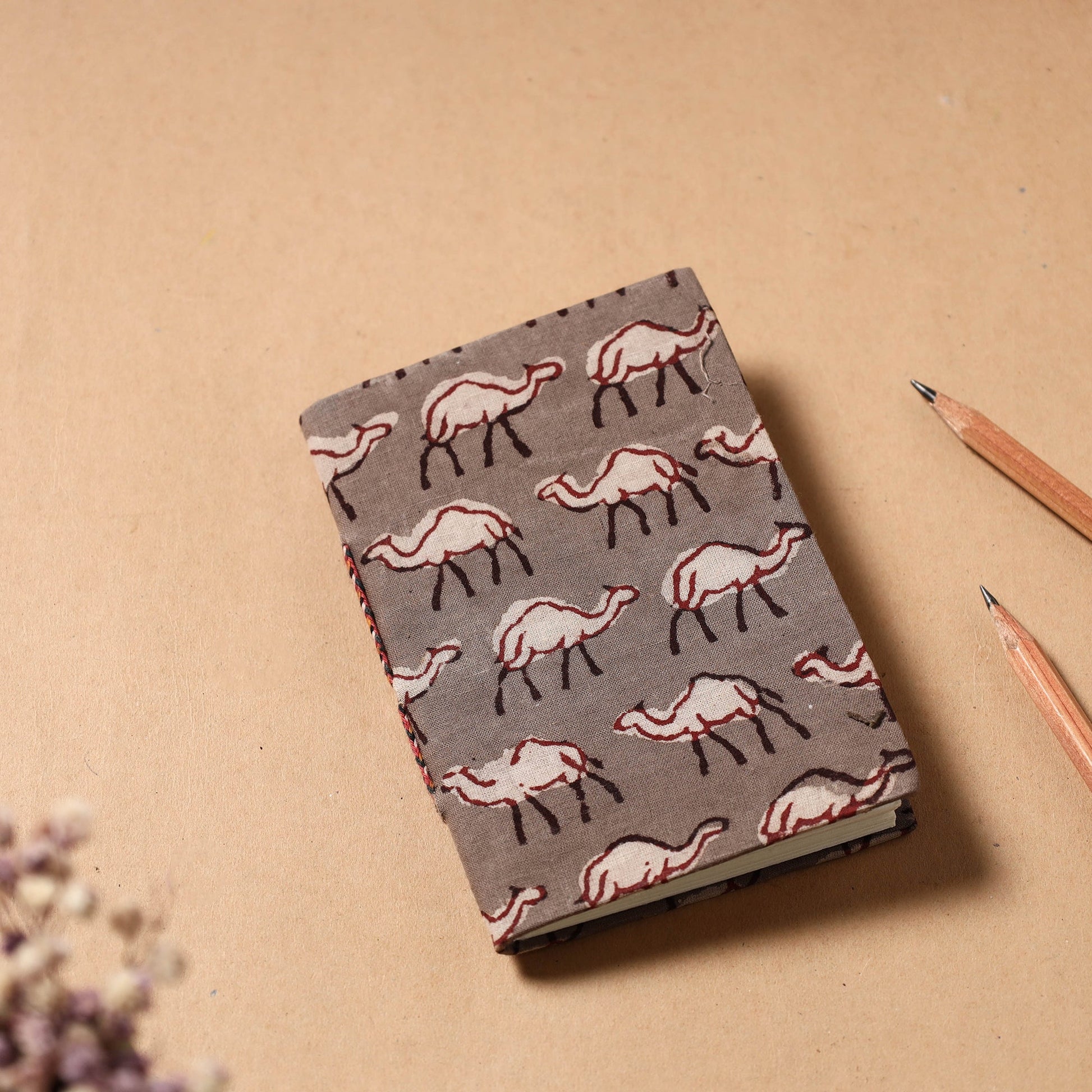 Brown - Bindaas Fabric Cover Handmade Paper Notebook (5 x 3.5 in)