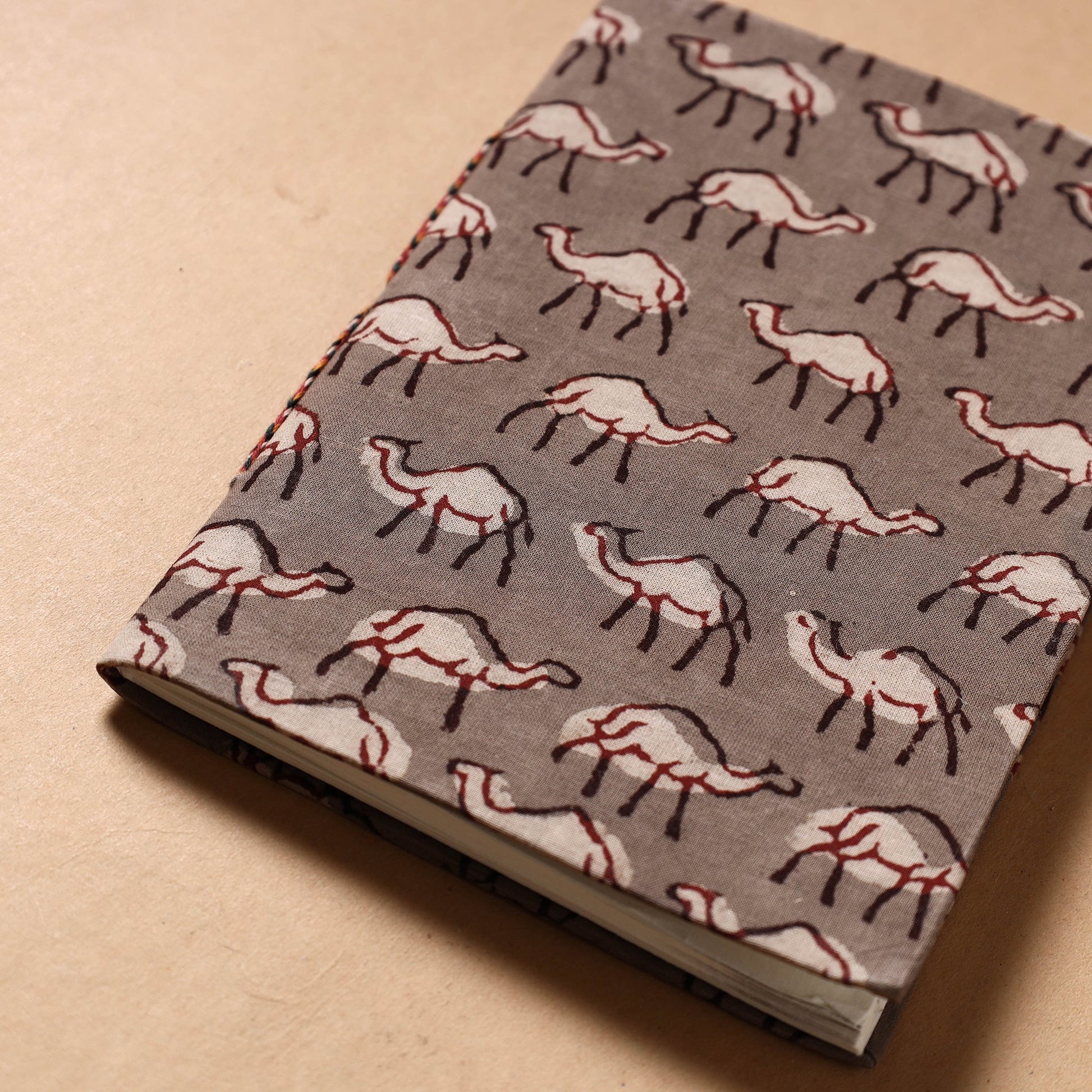 Brown - Bindaas Fabric Cover Handmade Paper Notebook (7 x 5 in)