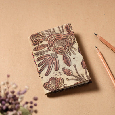 Brown - Bagru Fabric Cover Handmade Paper Notebook (5 x 3.5 in)