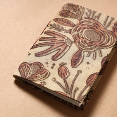 Brown - Bagru Fabric Cover Handmade Paper Notebook (5 x 3.5 in)