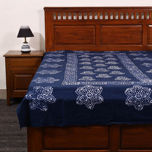 Blue - Cotton Hand Batik Print Single Bedsheet (91 x 57 ) 07