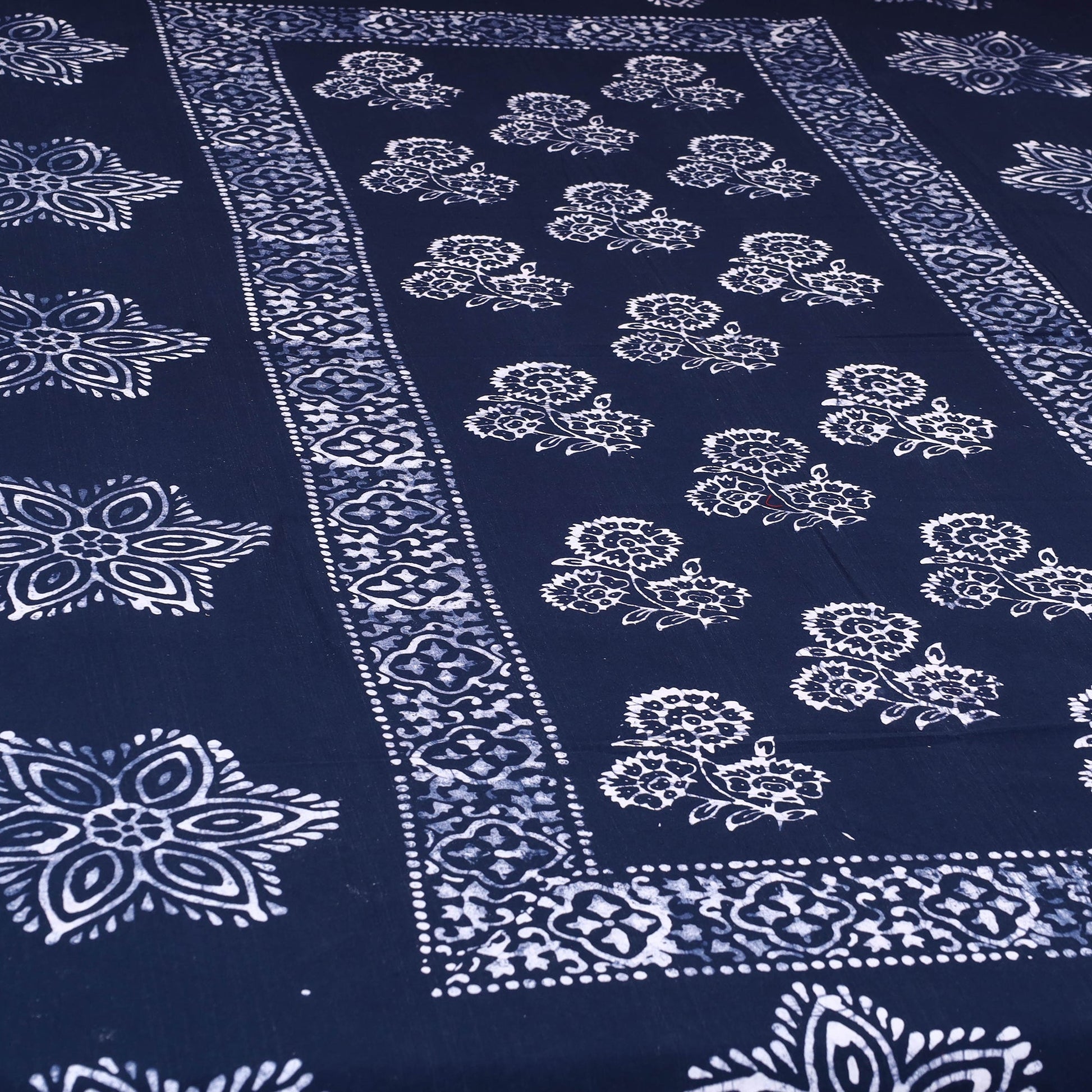 Blue - Cotton Hand Batik Print Single Bedsheet (91 x 57 ) 07