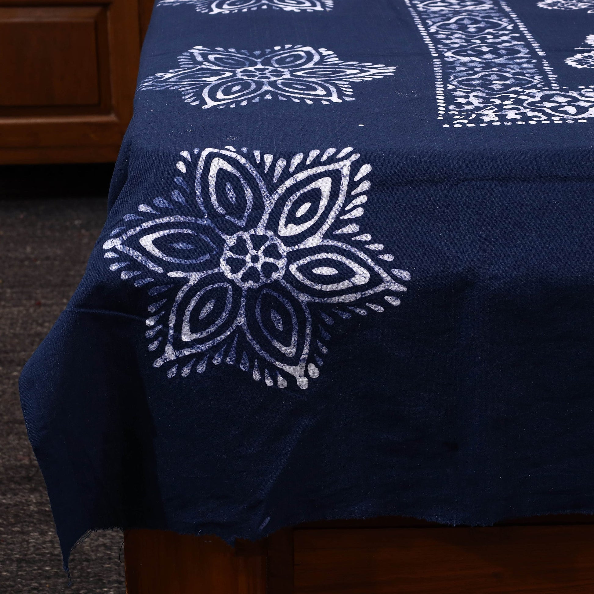 Blue - Cotton Hand Batik Print Single Bedsheet (91 x 57 ) 07
