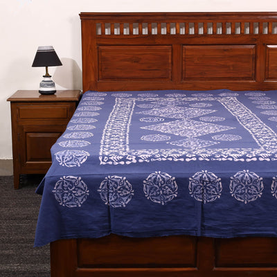 Blue - Cotton Hand Batik Print Single Bedsheet (91 x 57 ) 09