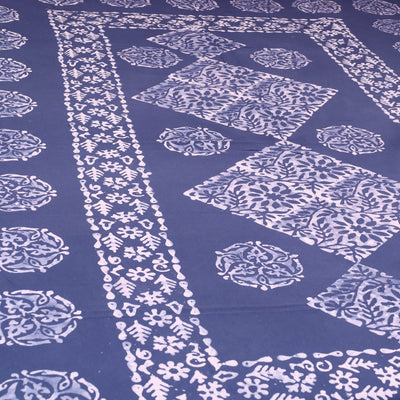 Blue - Cotton Hand Batik Print Single Bedsheet (91 x 57 ) 09
