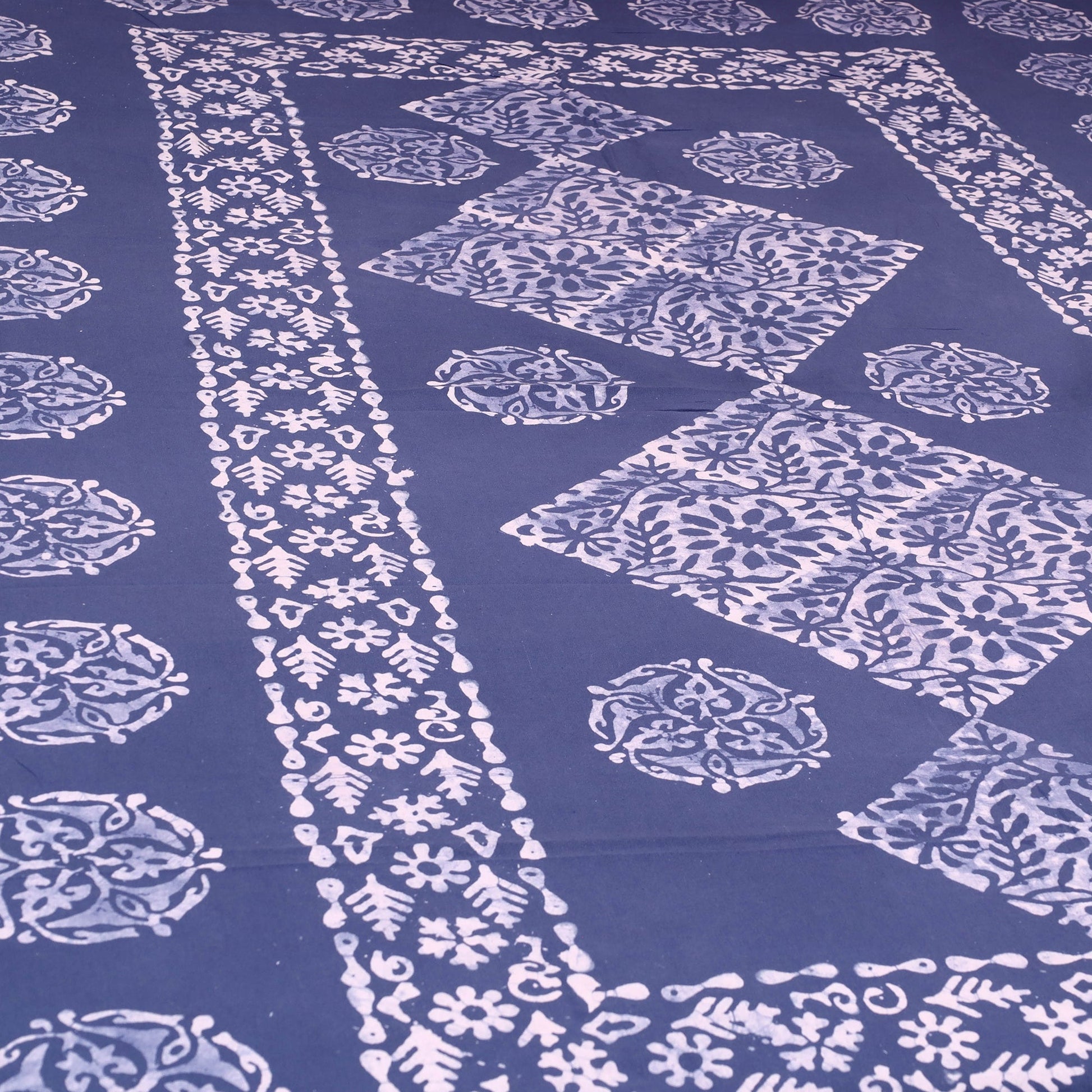 Blue - Cotton Hand Batik Print Single Bedsheet (91 x 57 ) 09