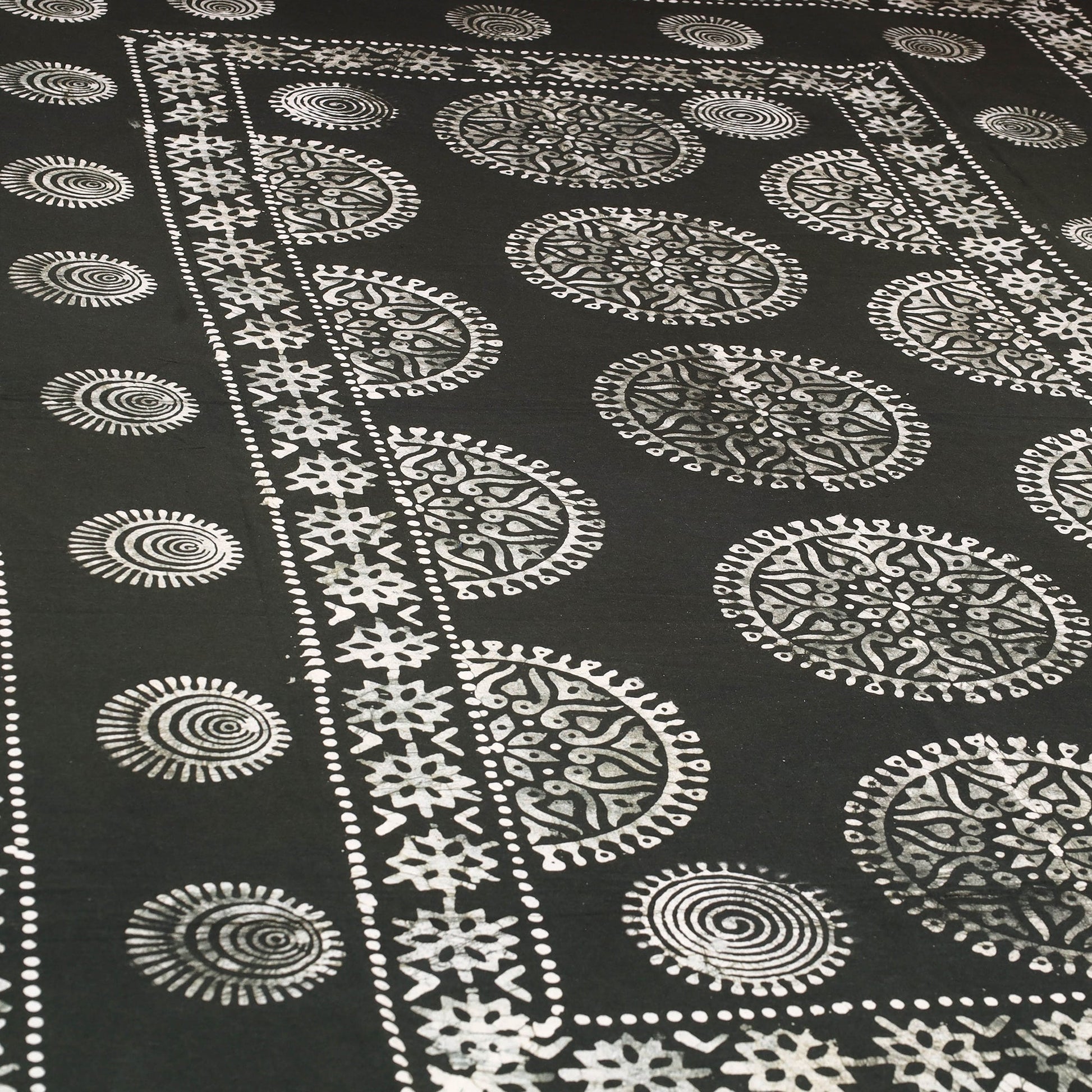 Black - Cotton Hand Batik Print Single Bedsheet (91 x 57 ) 10