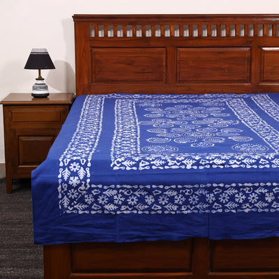 Blue - Cotton Hand Batik Print Single Bedsheet (91 x 57 ) 13