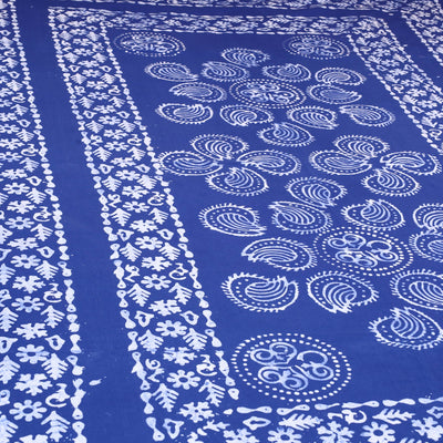 Blue - Cotton Hand Batik Print Single Bedsheet (91 x 57 ) 13