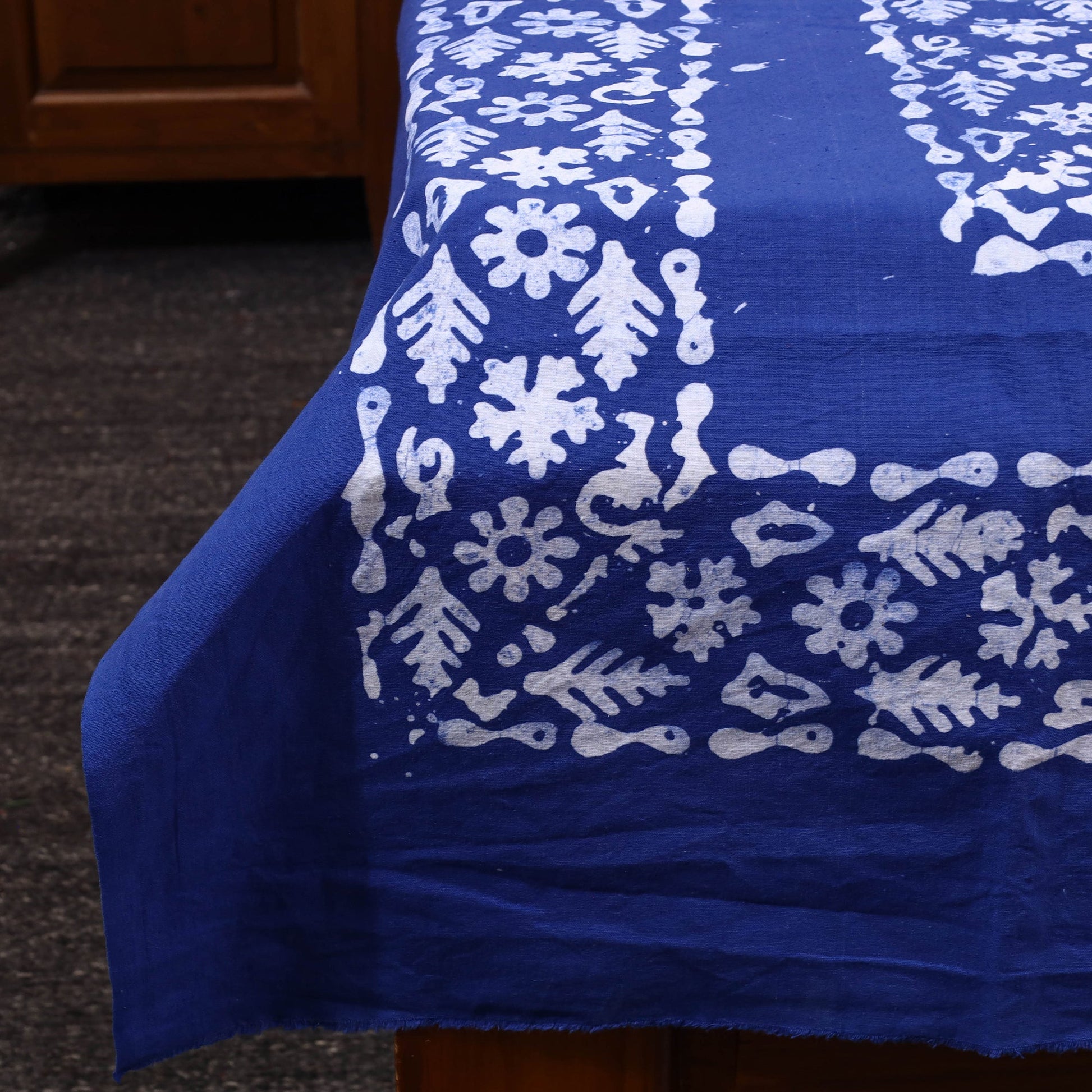 Blue - Cotton Hand Batik Print Single Bedsheet (91 x 57 ) 13