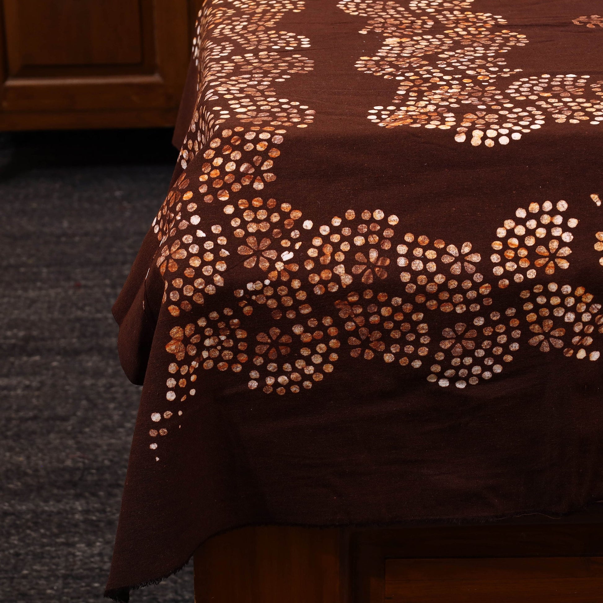 Brown - Cotton Hand Batik Print Single Bedsheet (91 x 57 ) 14