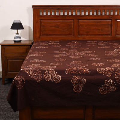 Brown - Cotton Hand Batik Print Single Bedsheet (91 x 57 ) 15