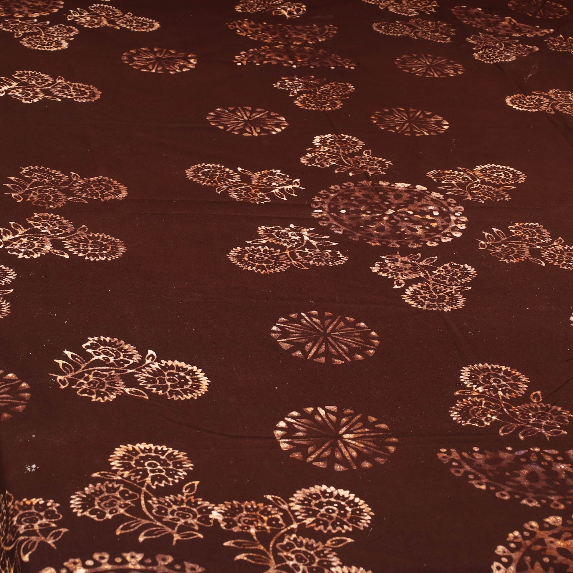 Brown - Cotton Hand Batik Print Single Bedsheet (91 x 57 ) 15