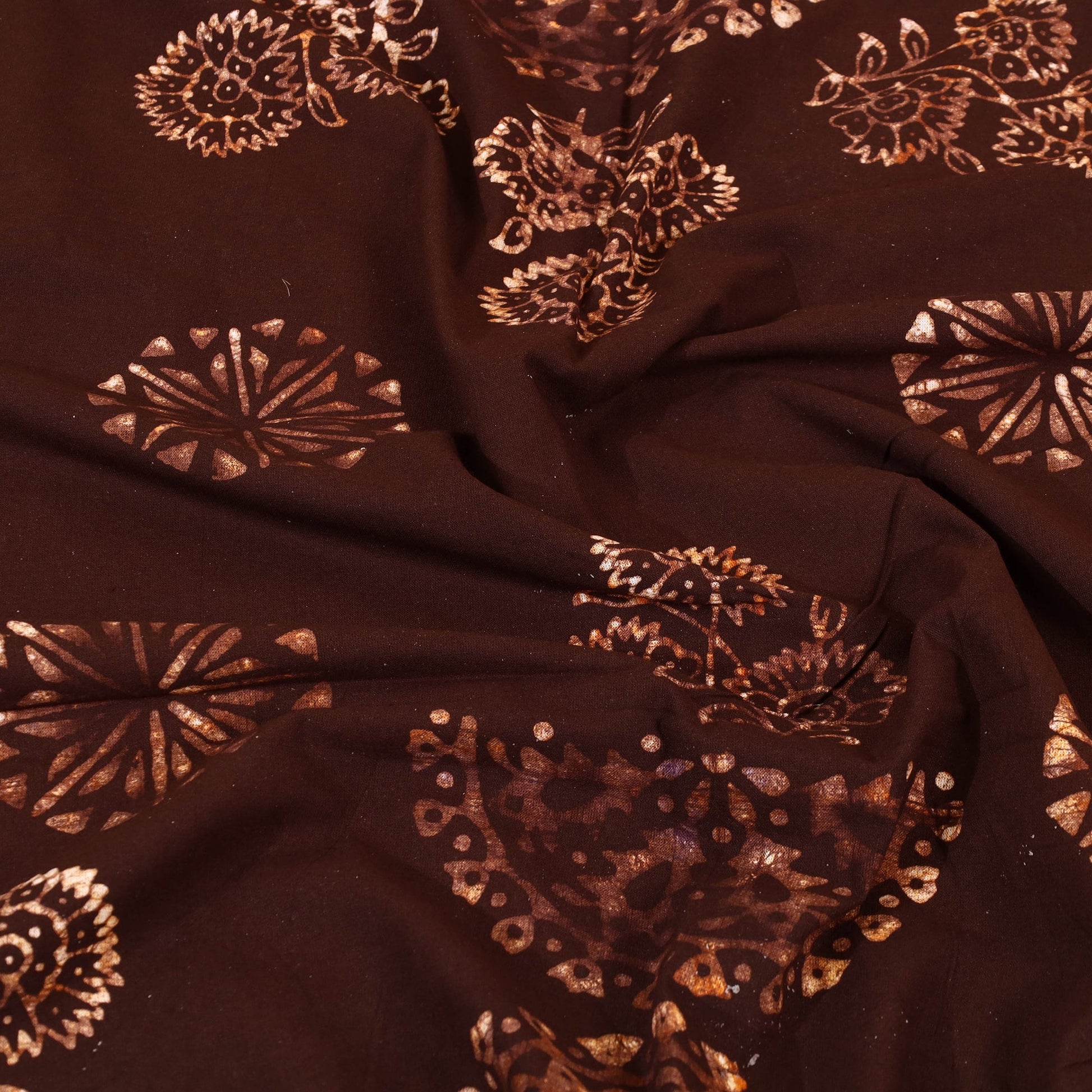 Brown - Cotton Hand Batik Print Single Bedsheet (91 x 57 ) 15