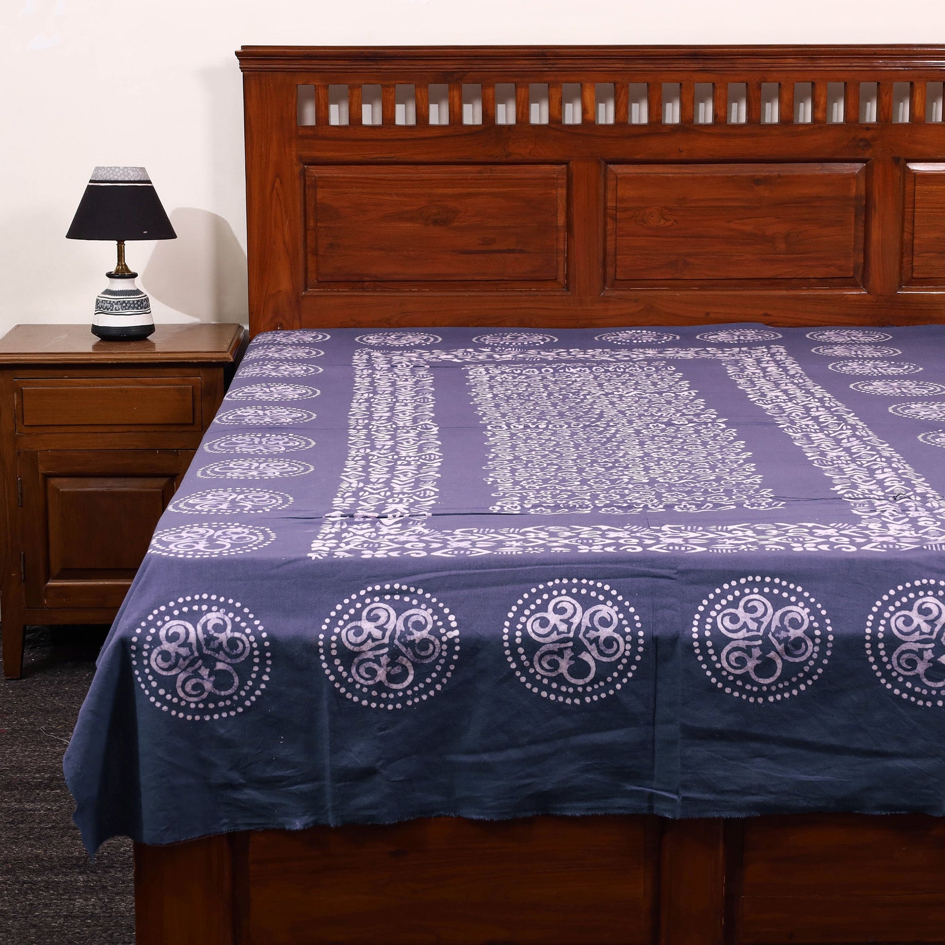 Blue - Cotton Hand Batik Print Single Bedsheet (91 x 57 ) 17
