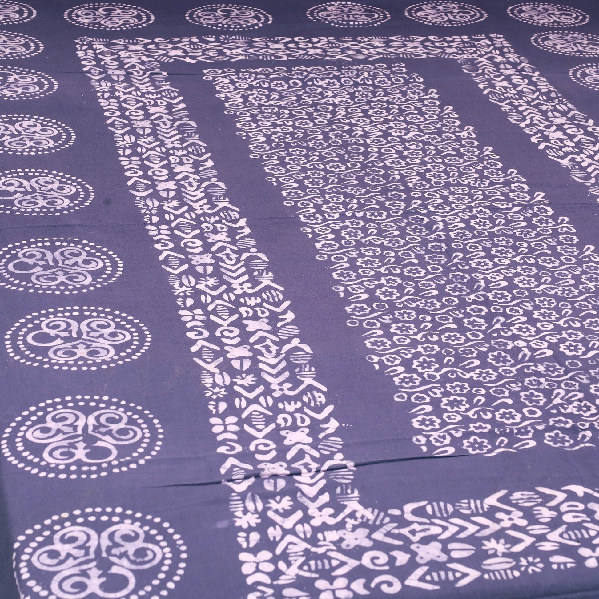 Blue - Cotton Hand Batik Print Single Bedsheet (91 x 57 ) 17