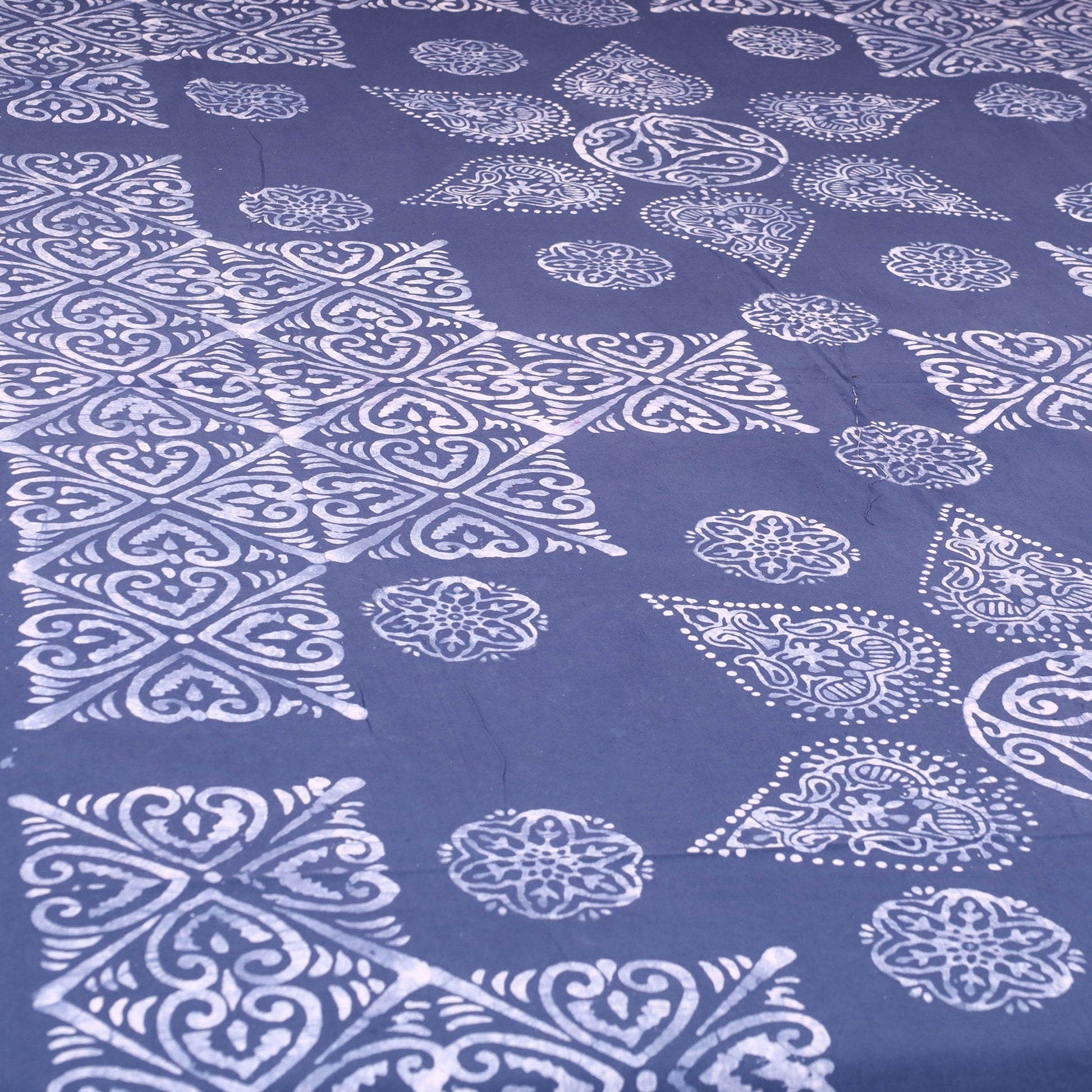 Blue - Cotton Hand Batik Print Single Bedsheet (91 x 57 ) 19