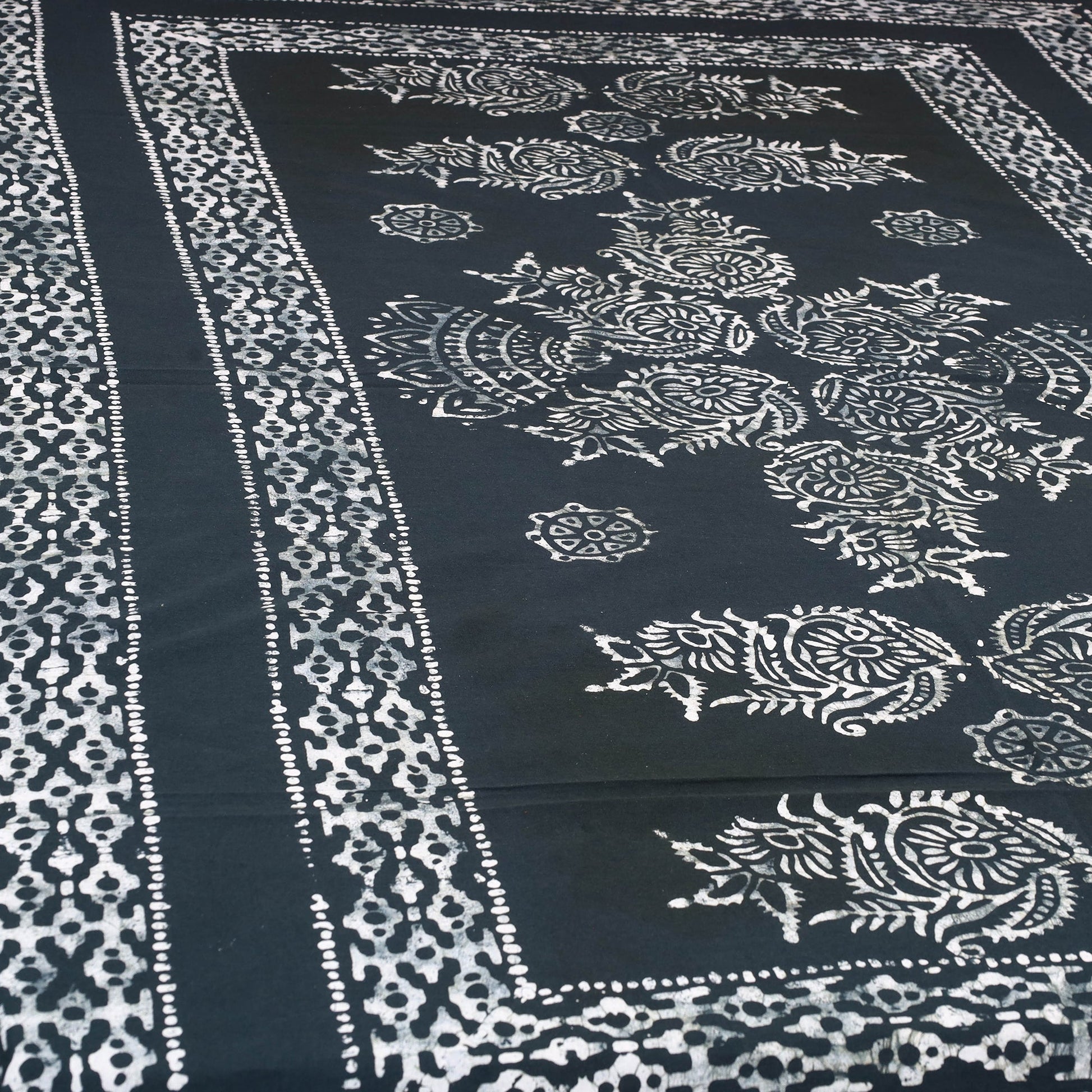 Black - Cotton Hand Batik Print Single Bedsheet (91 x 57 ) 21