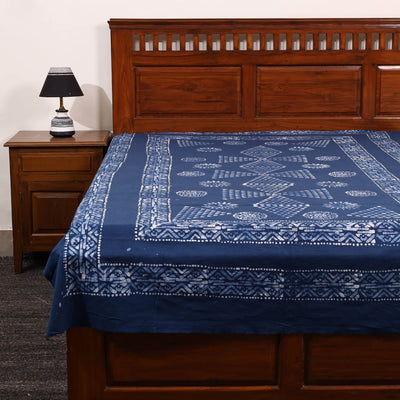 Blue - Cotton Hand Batik Print Single Bedsheet (91 x 57 ) 27