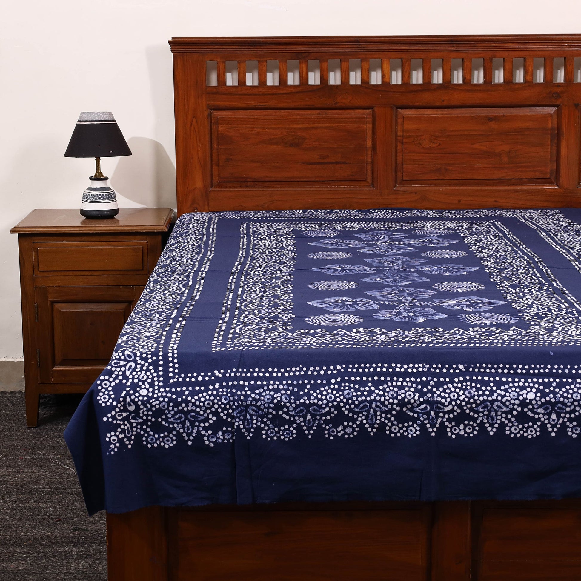 Blue - Cotton Hand Batik Print Single Bedsheet (91 x 57 ) 29