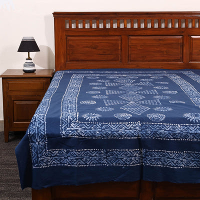 Blue - Cotton Hand Batik Print Single Bedsheet (91 x 57 ) 30