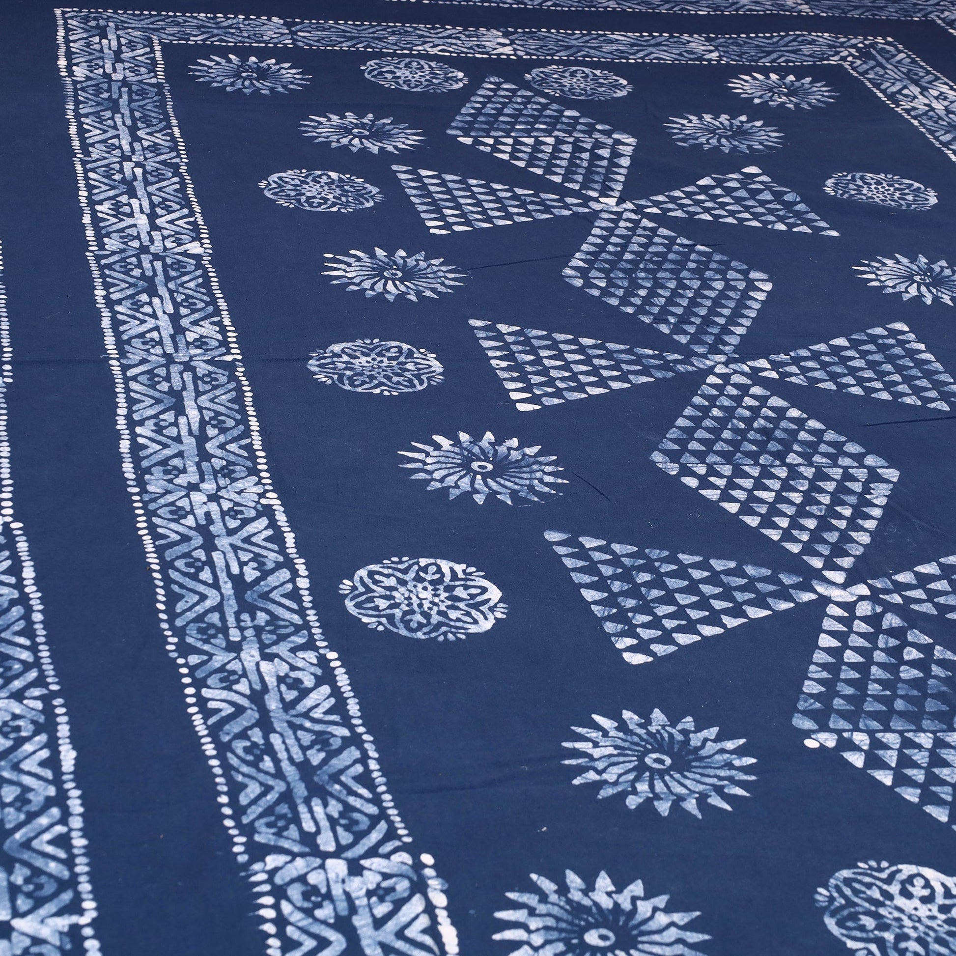 Blue - Cotton Hand Batik Print Single Bedsheet (91 x 57 ) 30