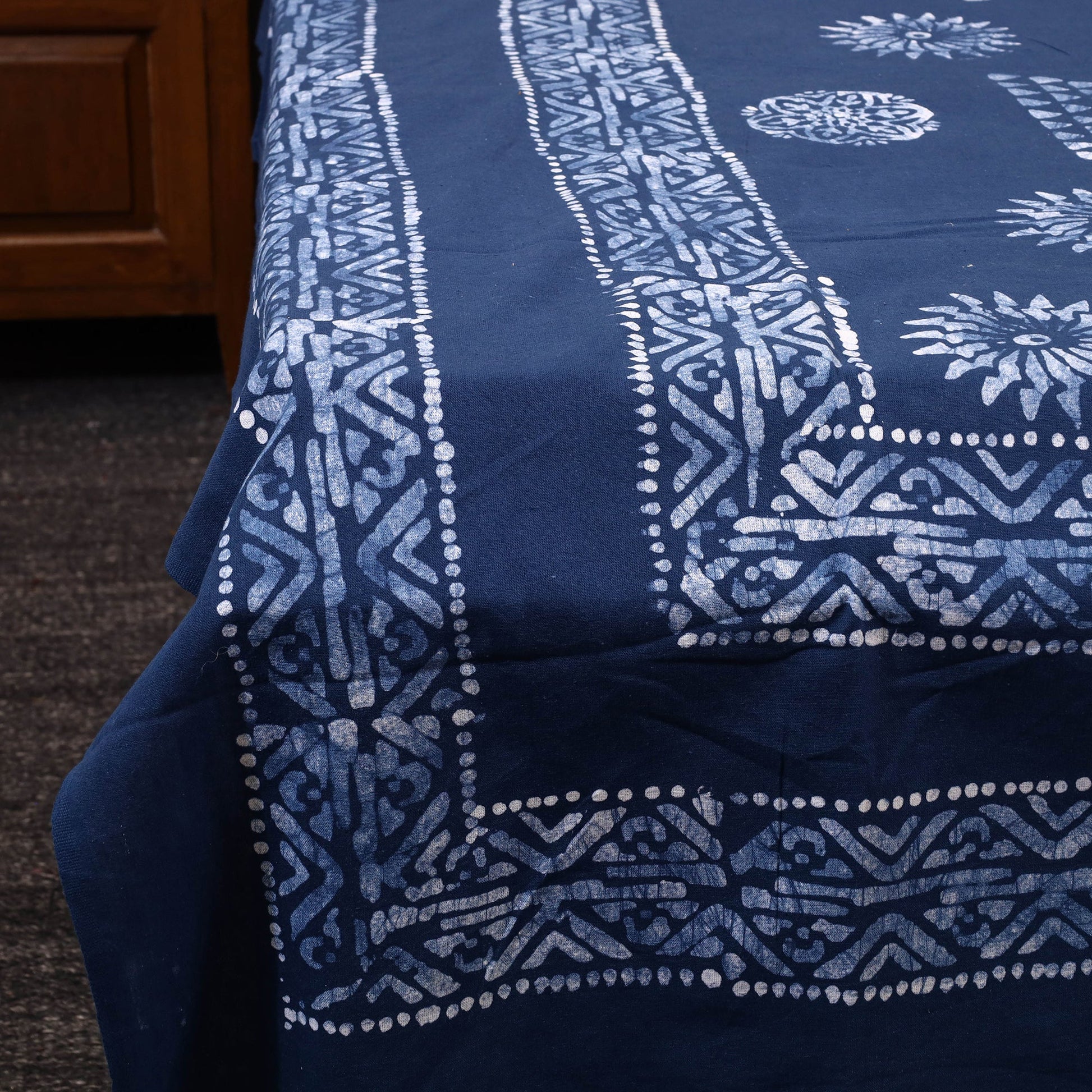 Blue - Cotton Hand Batik Print Single Bedsheet (91 x 57 ) 30