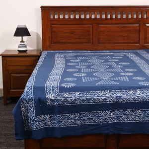Blue - Cotton Hand Batik Print Single Bedsheet (91 x 57 ) 31