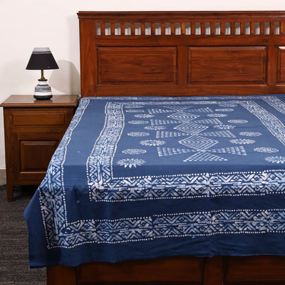 Blue - Cotton Hand Batik Print Single Bedsheet (91 x 57 ) 31