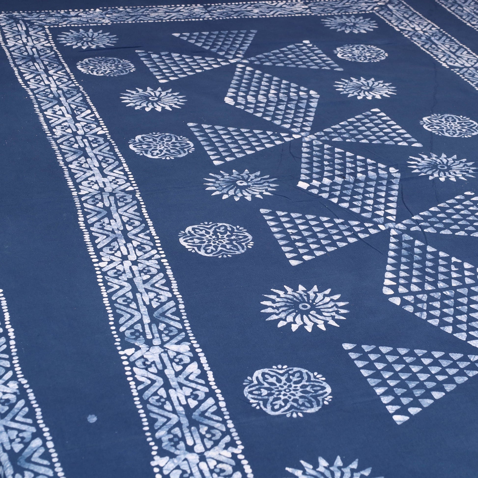 Blue - Cotton Hand Batik Print Single Bedsheet (91 x 57 ) 31