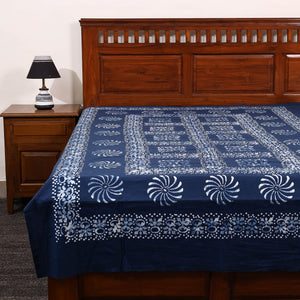 Blue - Cotton Hand Batik Print Single Bedsheet (91 x 57 ) 33