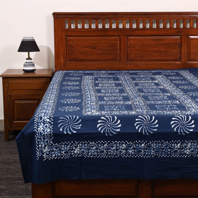 Blue - Cotton Hand Batik Print Single Bedsheet (91 x 57 ) 33