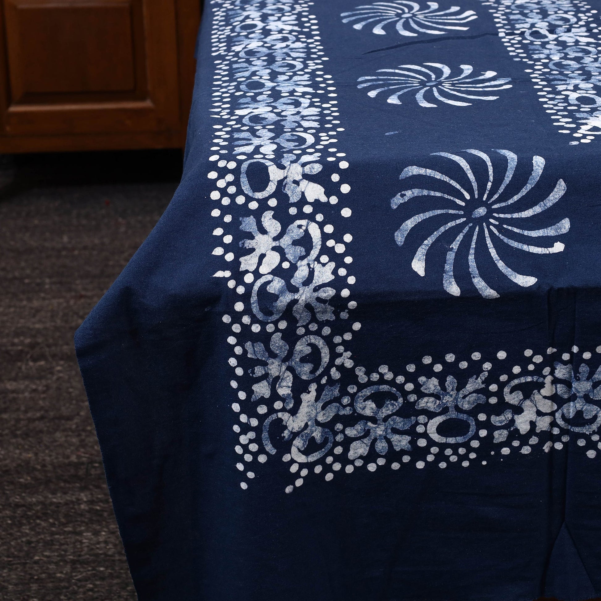 Blue - Cotton Hand Batik Print Single Bedsheet (91 x 57 ) 33