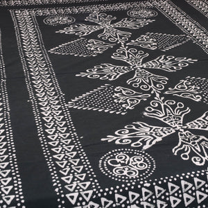 Black - Cotton Hand Batik Print Single Bedsheet (91 x 57 ) 34