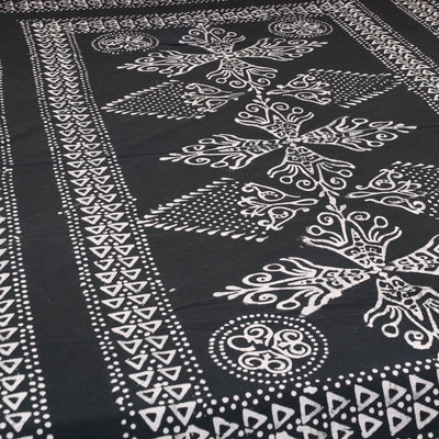 Black - Cotton Hand Batik Print Single Bedsheet (91 x 57 ) 34