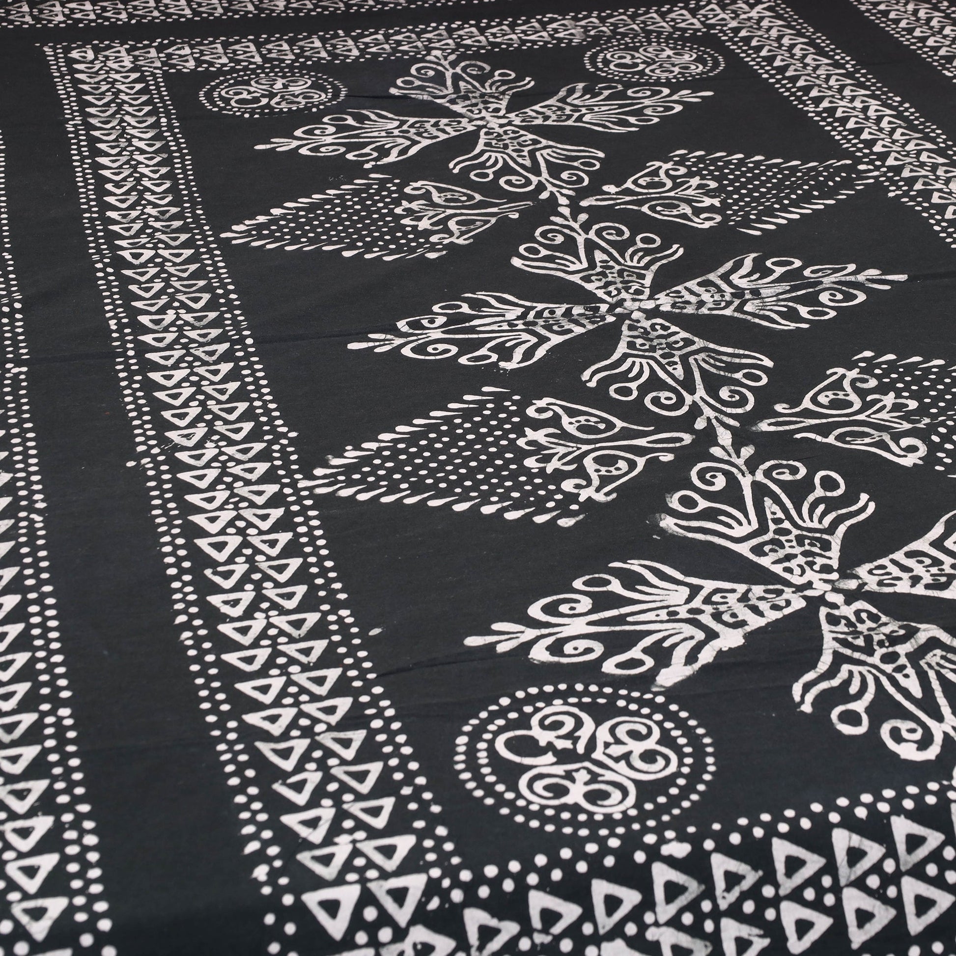 Black - Cotton Hand Batik Print Single Bedsheet (91 x 57 ) 34
