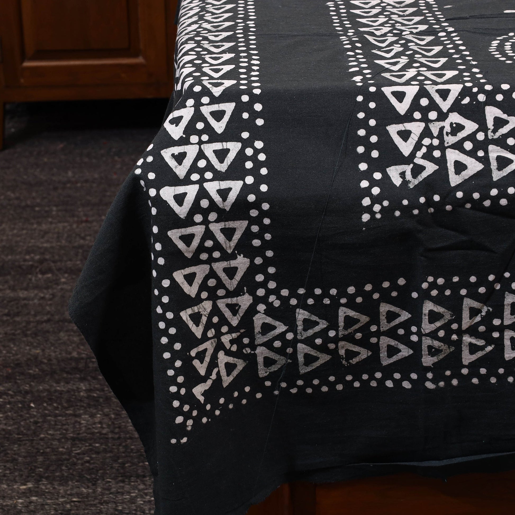 Black - Cotton Hand Batik Print Single Bedsheet (91 x 57 ) 34