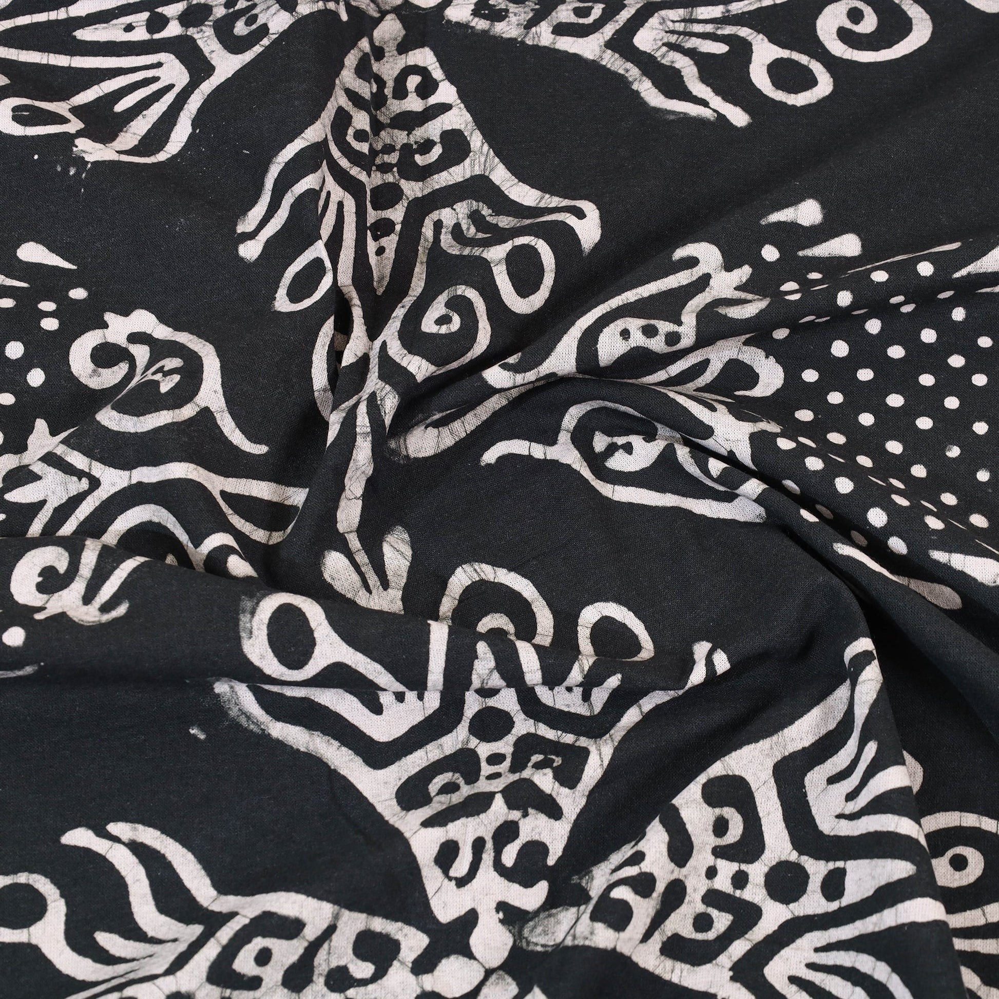 Black - Cotton Hand Batik Print Single Bedsheet (91 x 57 ) 34