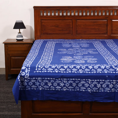 Blue - Cotton Hand Batik Print Single Bedsheet (91 x 57 ) 37