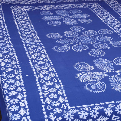Blue - Cotton Hand Batik Print Single Bedsheet (91 x 57 ) 37