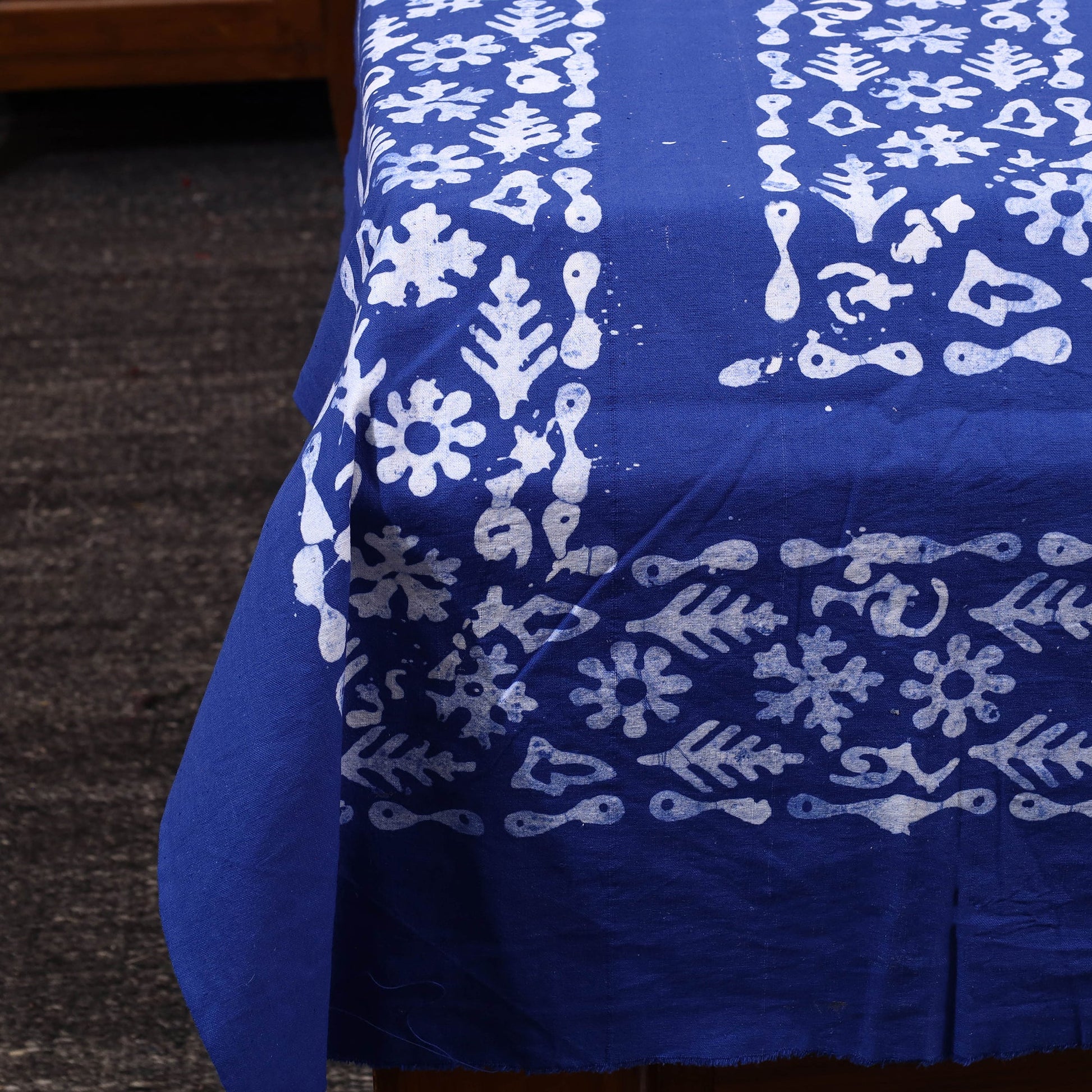 Blue - Cotton Hand Batik Print Single Bedsheet (91 x 57 ) 37