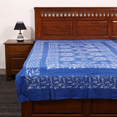 Blue - Cotton Hand Batik Print Single Bedsheet (91 x 57 ) 38