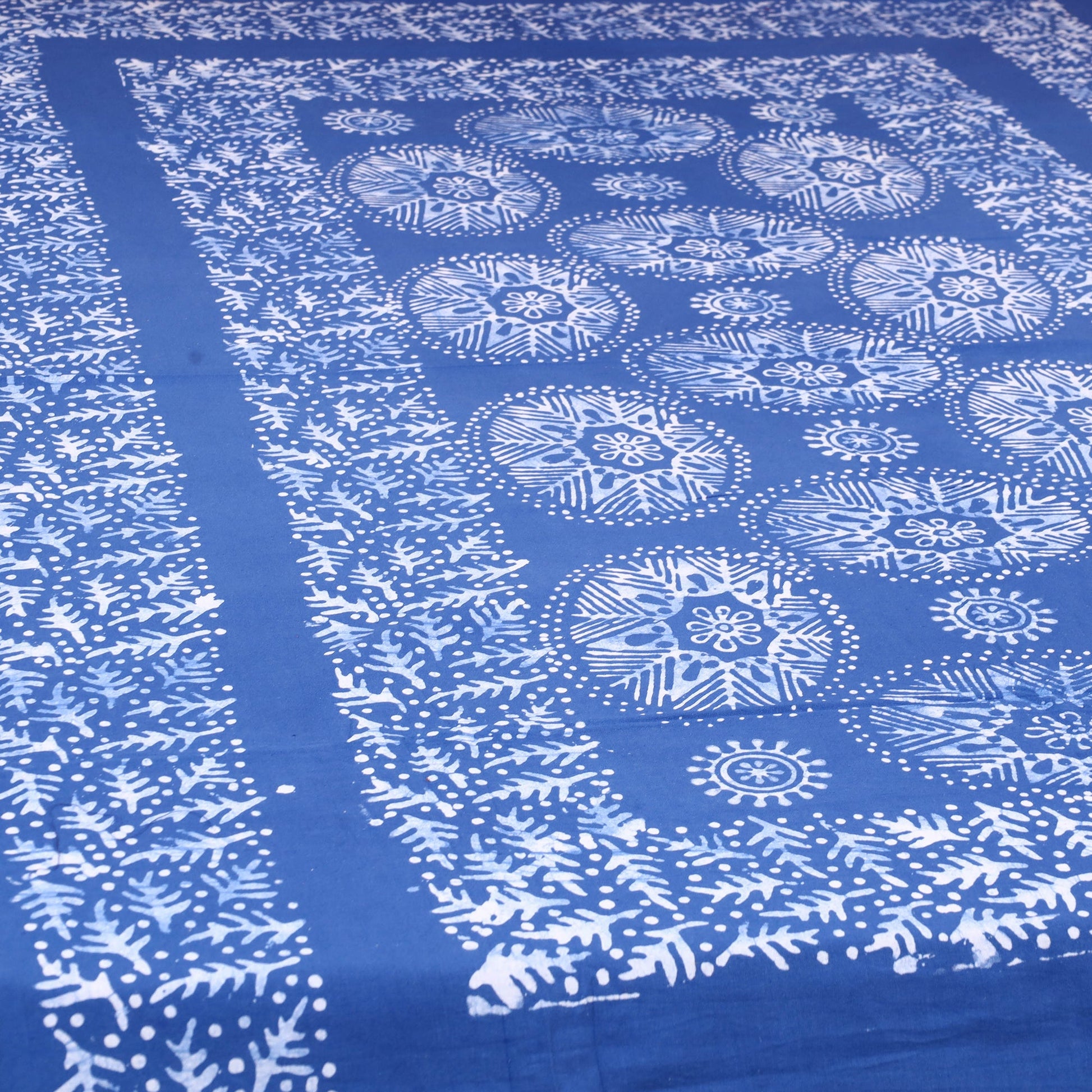 Blue - Cotton Hand Batik Print Single Bedsheet (91 x 57 ) 38
