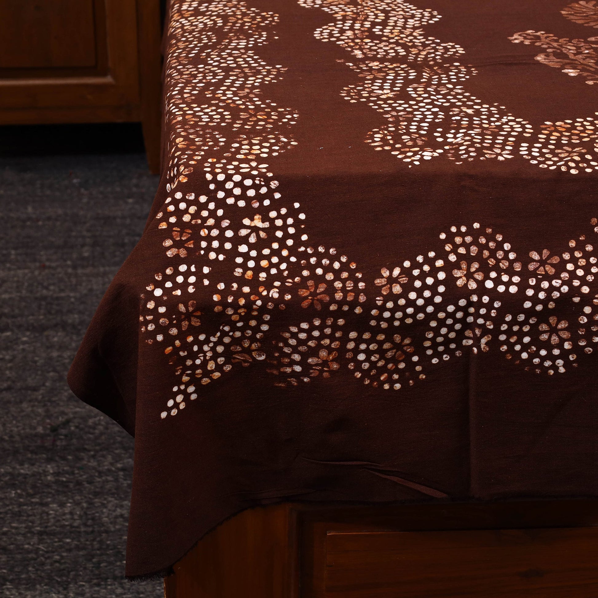 Brown - Cotton Hand Batik Print Single Bedsheet (91 x 57 ) 26