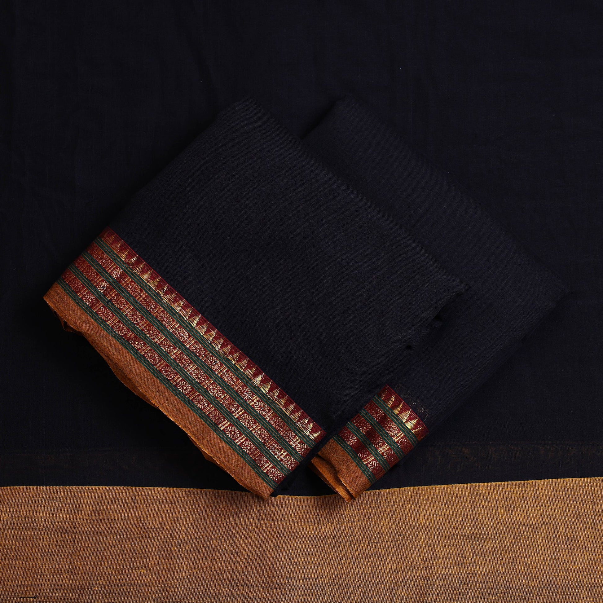 Black - 3pc Traditional Cotton Dharwad Dress Material 08
