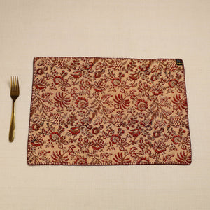 Black - Hand Embroidered Floral Cotton Reversible Table Mat 08