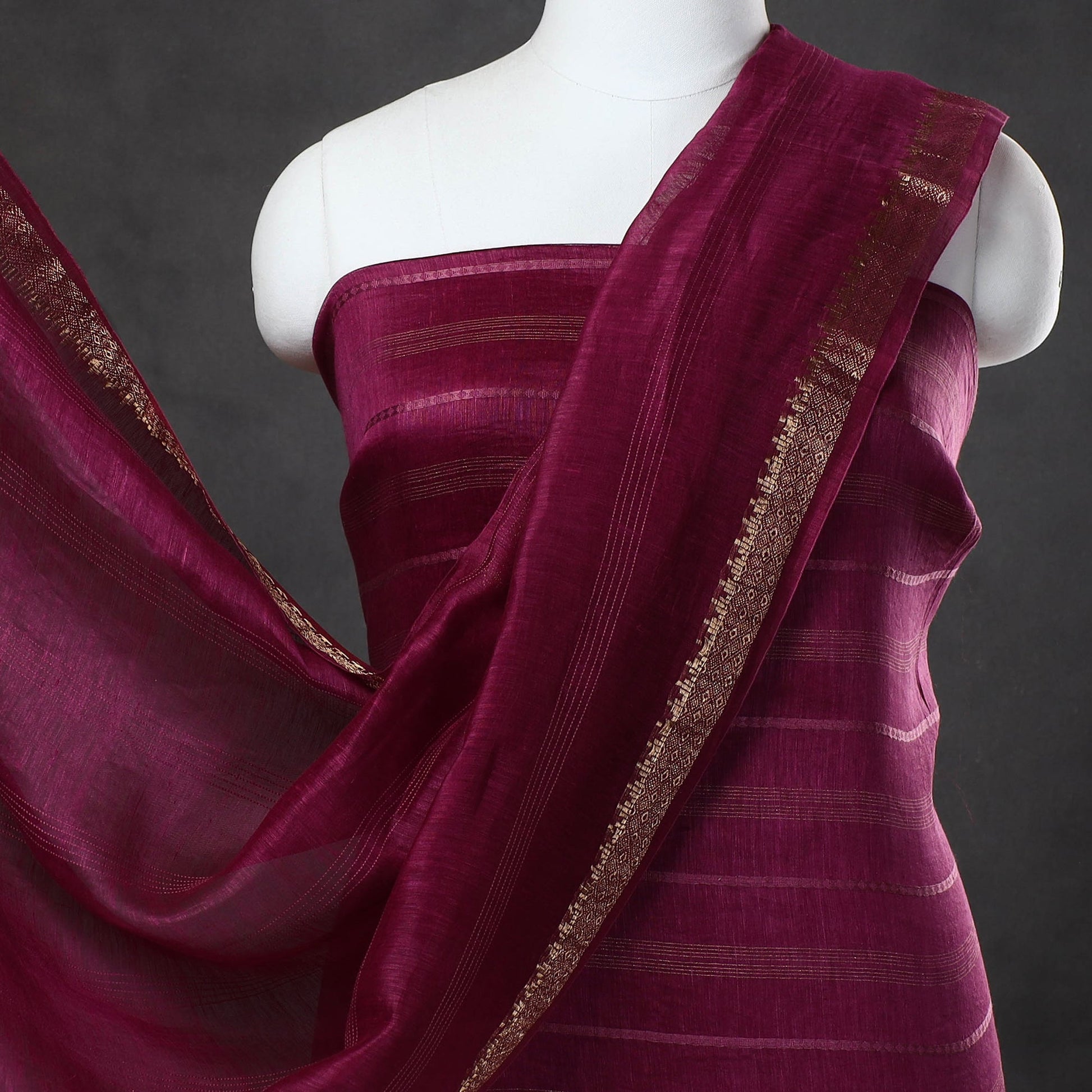 3pc Linen Silk Handloom Plain Dress Material 01