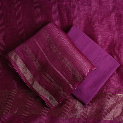 3pc Linen Silk Handloom Plain Dress Material 01